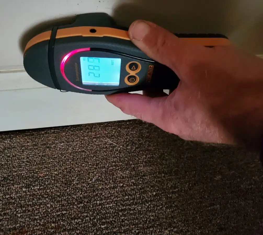 Moisture detection at baseboard during Burst Pipe Cleanup in Winston-Salem